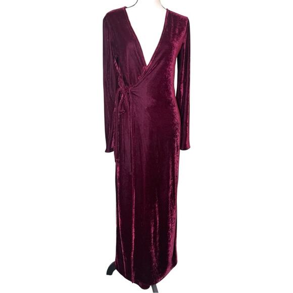 Privacy Please Velvet Merlot Wrap Maxi Dress Size XS Holiday - Picture 1 of 11